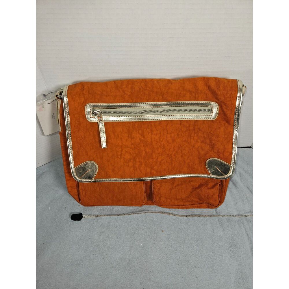 NWT Vintage Y2K Seventeen Magazine Orange Metallic Gold Messenger Bag Crossbody